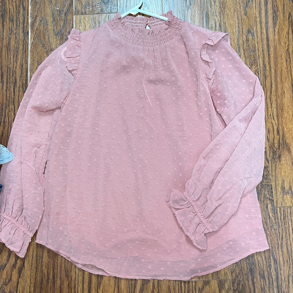 Swiss dot mauve blouse